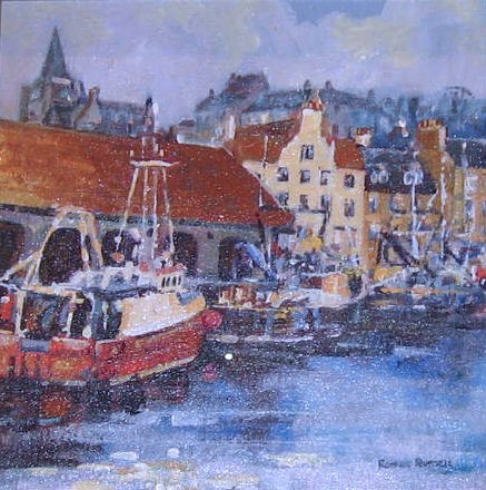 'The Fleet's in, Pittenweem' by artist Ronnie Russell